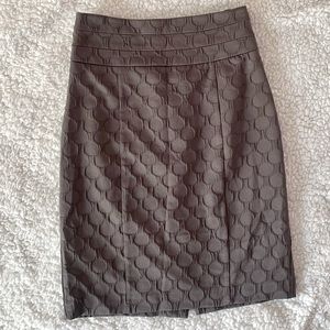 H&M brown mini pencil skirt, circles/dotted design